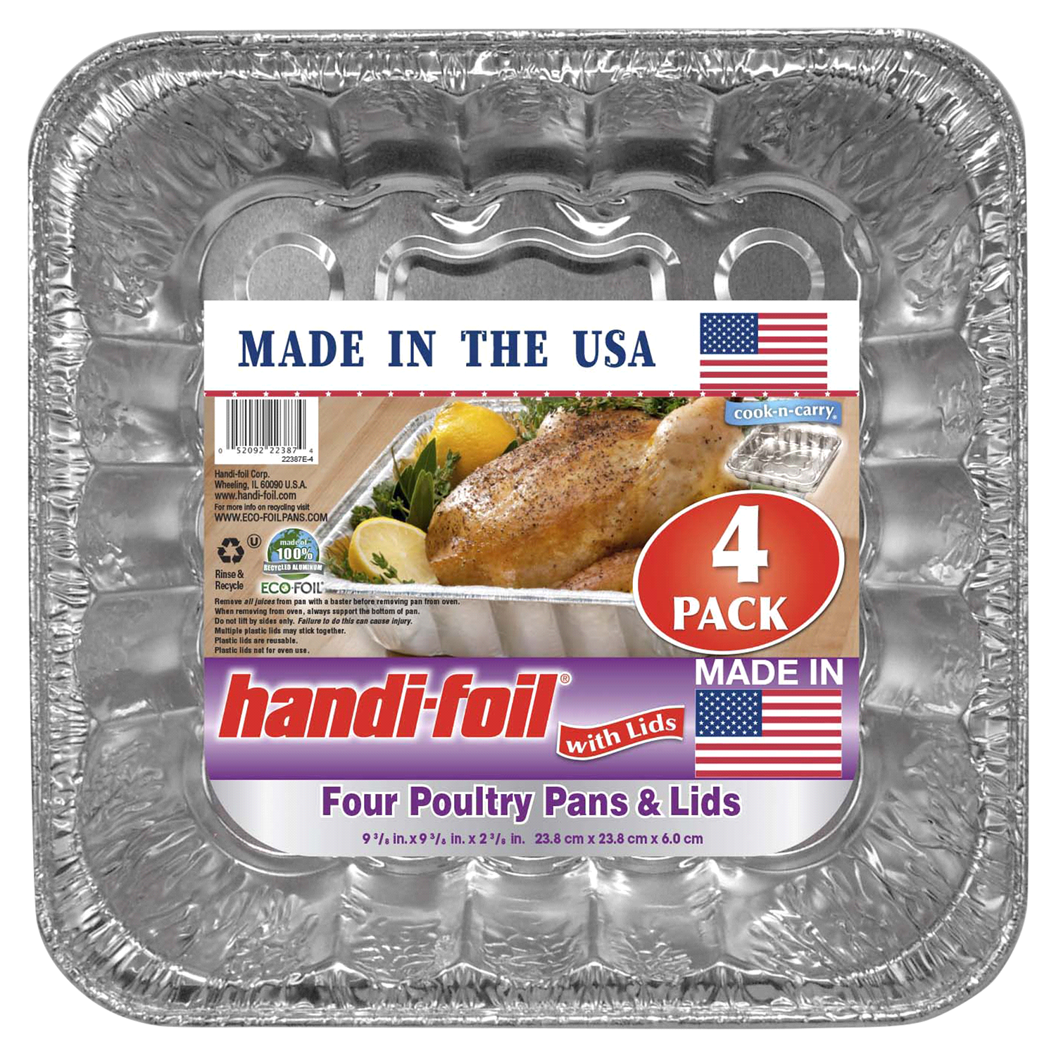slide 1 of 1, Handi-foil Poultry Pans & Lids 4 ea, 4 ct