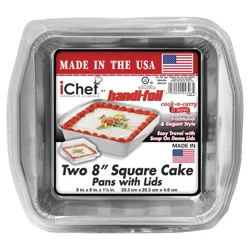 Handi-foil iChef 8 Inch Square Cake Pans with Lids 2 ea