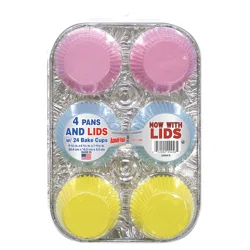 Handi-foil Pans and Lids with 24 Bake Cups 4 Each