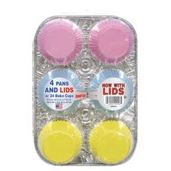 Handi-foil Pans and Lids with 24 Bake Cups 4 Each