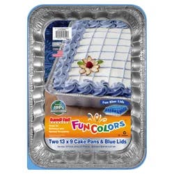 Handi-foil 13 x 9 Cake Pans & Blue Lids 2 ea