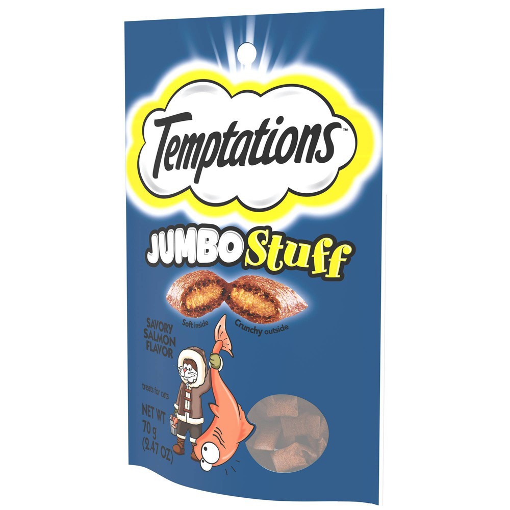 slide 4 of 4, Temptations Jumbo Stuff Savory Salmon Flavor Crunchy Cat Treats, 2.47 oz