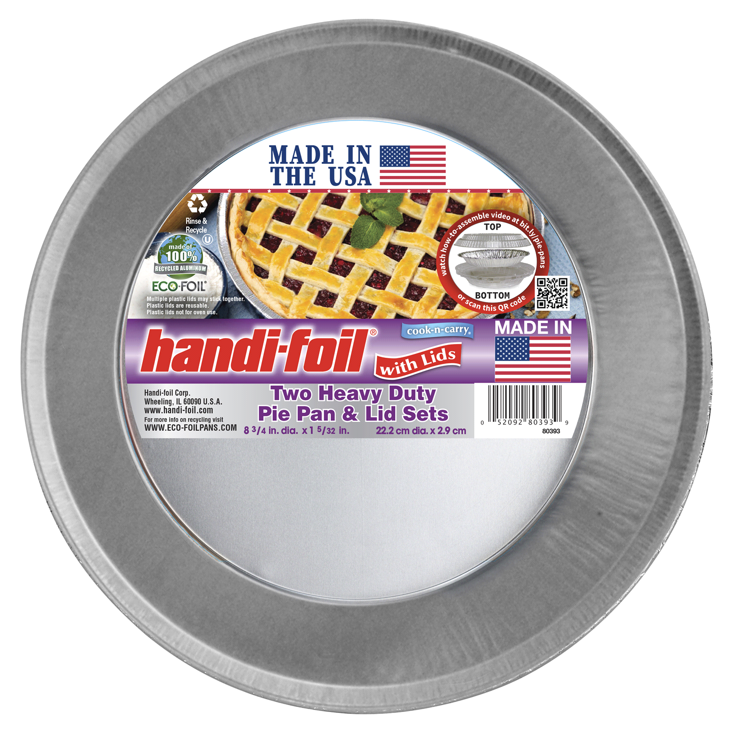 slide 1 of 1, Handi Foil Heavy Duty Pie Pan & Lid Sets 1 ea, 1 ct