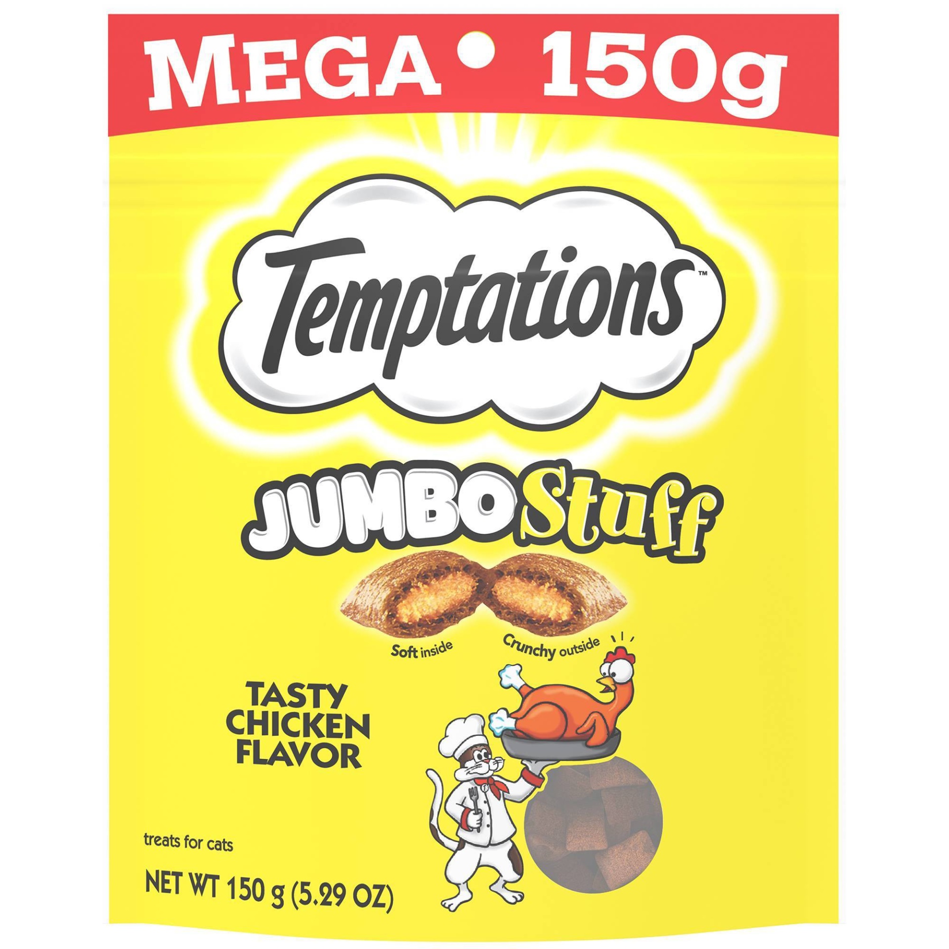 slide 1 of 4, Temptations Jumbo Stuff Tasty Chicken Flavor Crunchy Cat Treats - 5.29oz, 5.29 oz