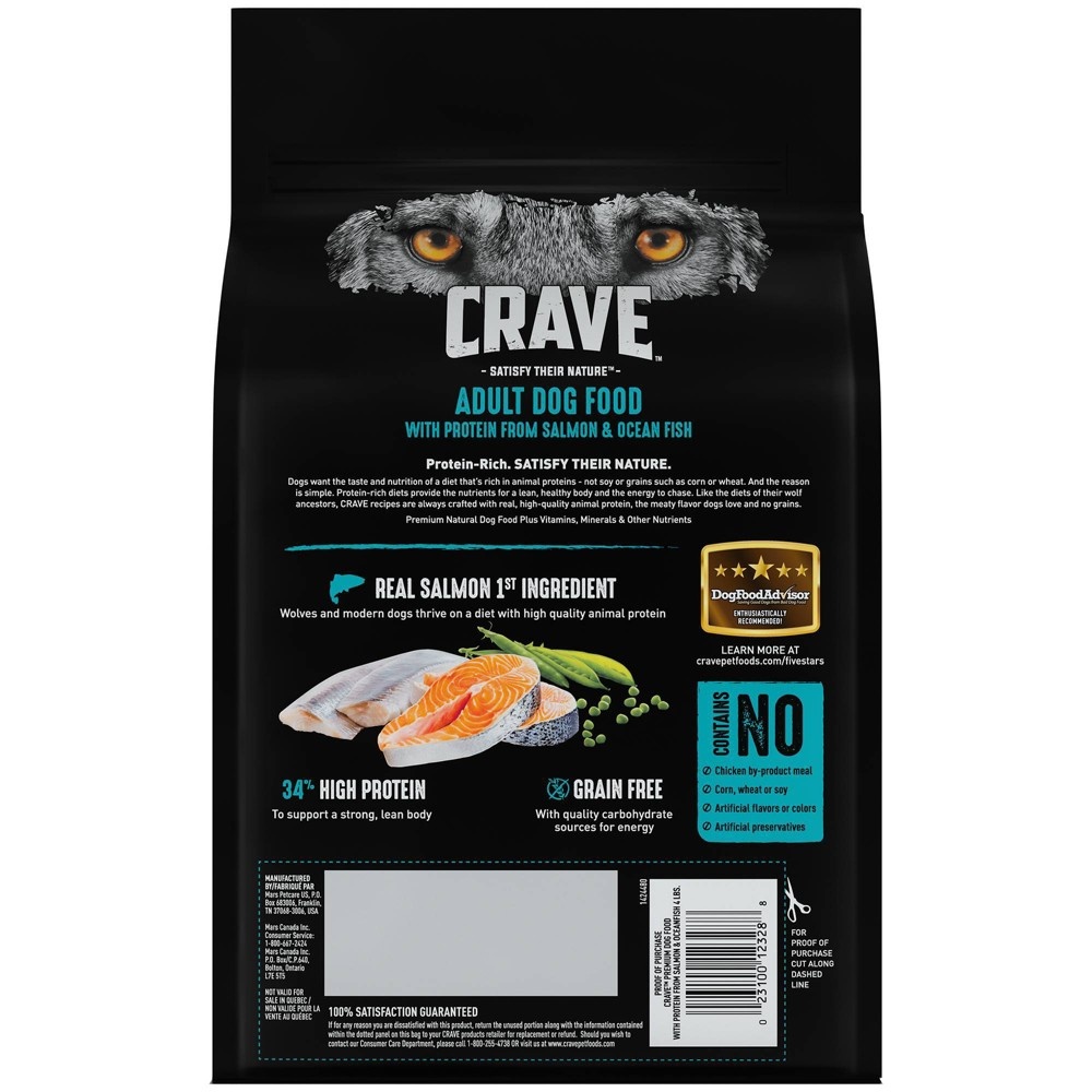 slide 3 of 4, Crave Grain Free High Protein with Protein From Salmon & Ocean Fish Adult Premium Dry Dog Food - 4lbs, 4 lb