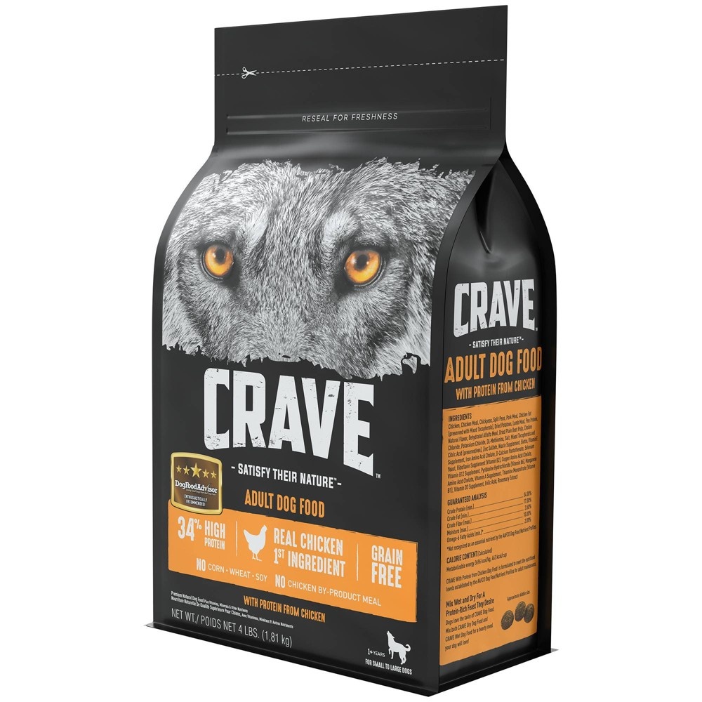 slide 2 of 4, Crave Grain Free High Protein with Protein From Chicken Adult Premium Dry Dog Food - 4lbs, 4 lb