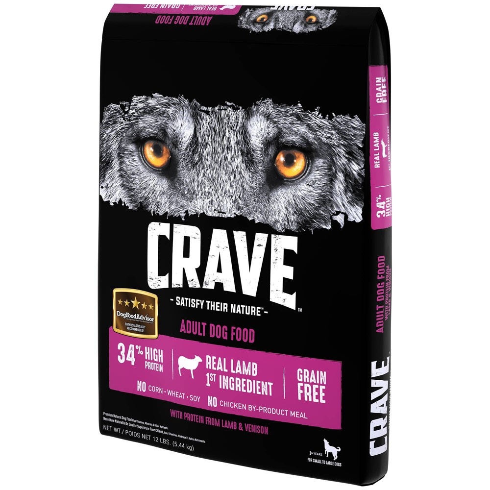 slide 3 of 4, Crave Grain Free High Protein with Protein from Lamb and Venison Adult Premium Dry Dog Food - 12lbs, 12 lb