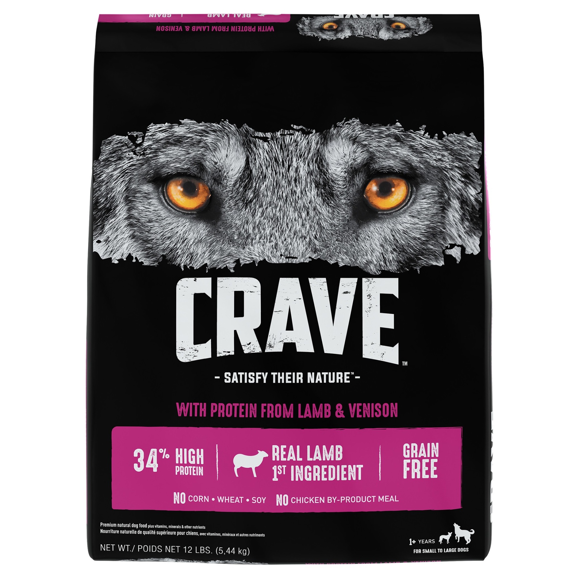 slide 1 of 4, Crave Grain Free High Protein with Protein from Lamb and Venison Adult Premium Dry Dog Food - 12lbs, 12 lb