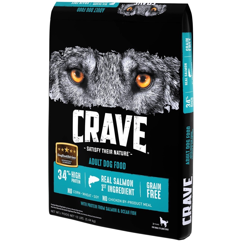 slide 4 of 4, Crave Grain Free High Protein with Protein From Salmon & Ocean Fish Adult Premium Dry Dog Food - 12lbs, 12 lb