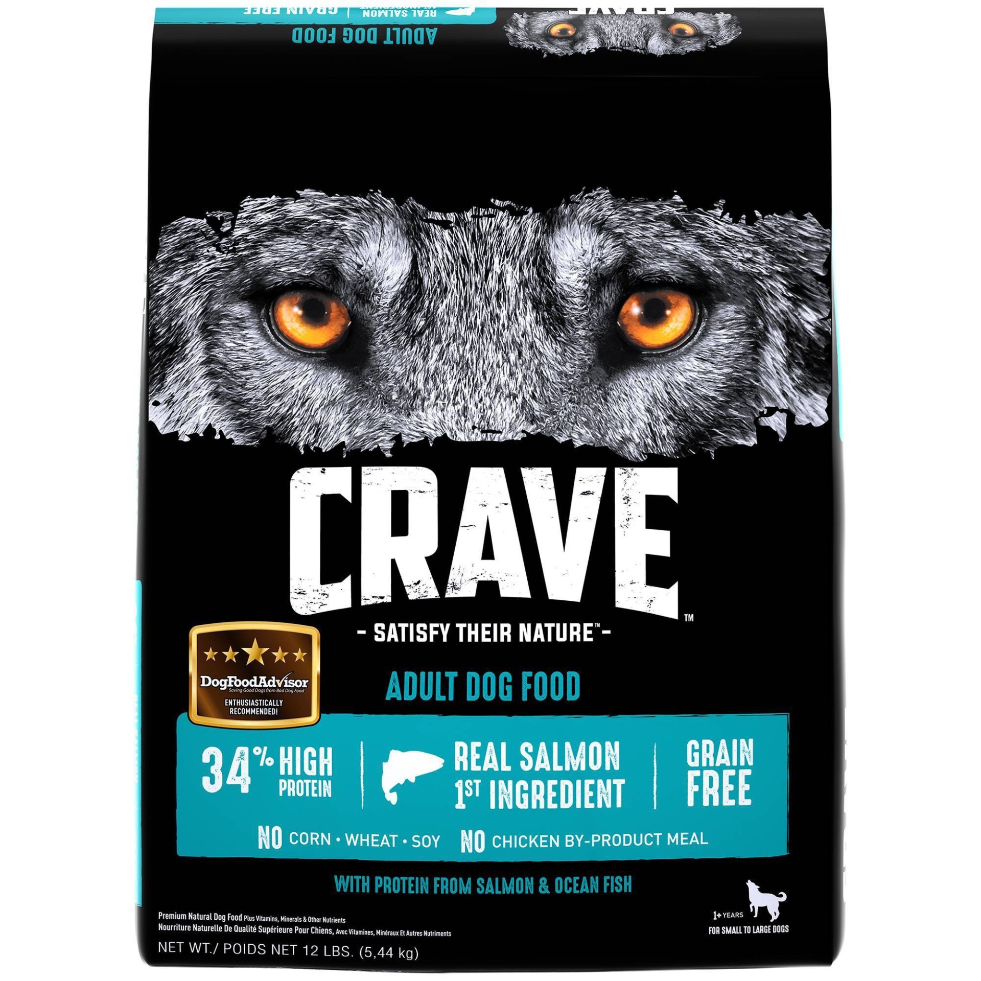 slide 1 of 4, Crave Grain Free High Protein with Protein From Salmon & Ocean Fish Adult Premium Dry Dog Food - 12lbs, 12 lb