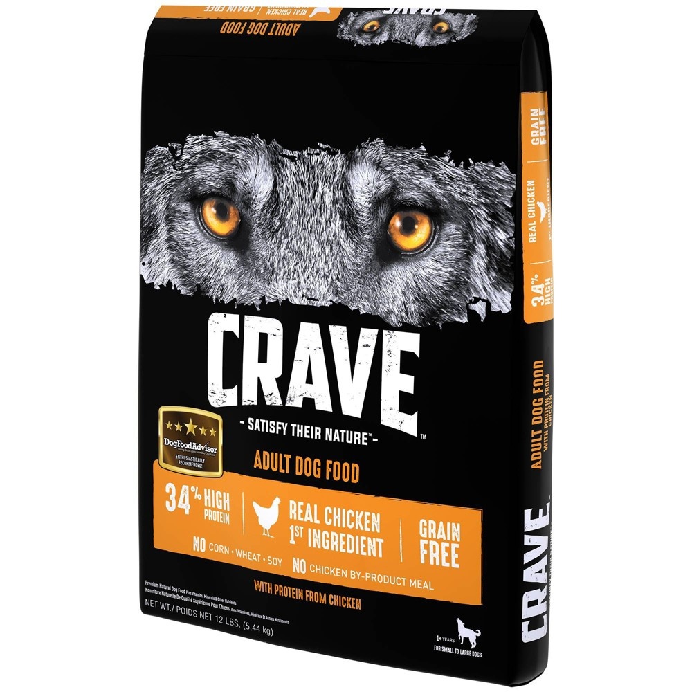 slide 4 of 4, Crave Grain Free High Protein with Protein From Chicken Adult Premium Dry Dog Food - 12lbs, 12 lb