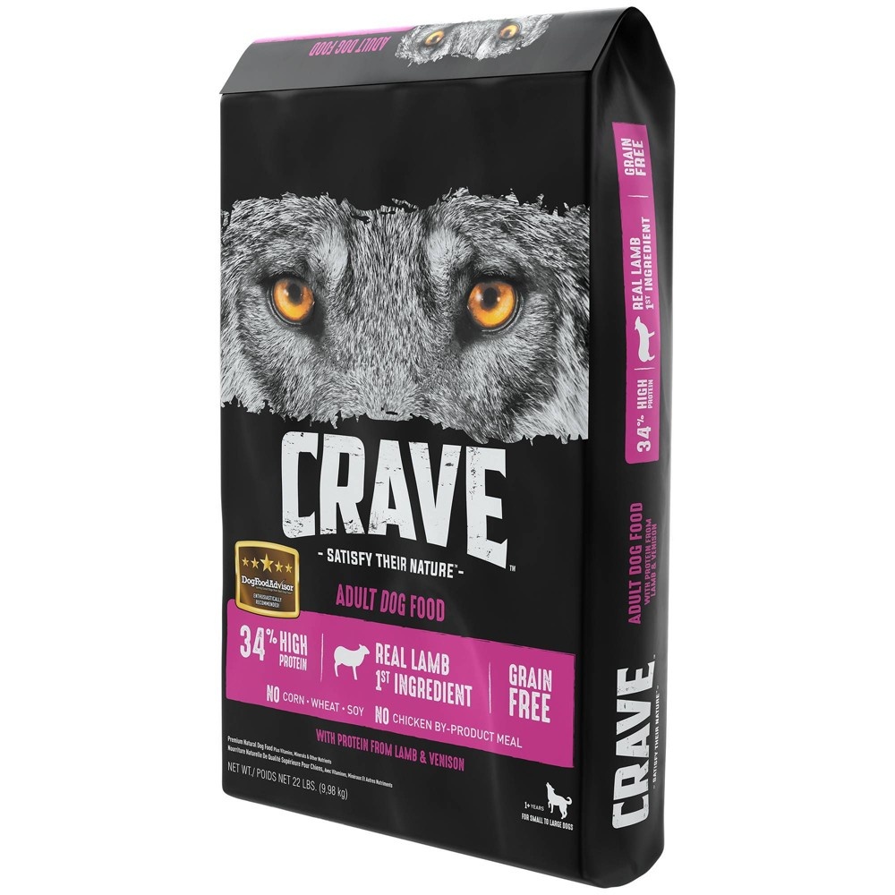 slide 4 of 4, Crave Grain Free High Protein with Protein from Lamb and Venison Adult Premium Dry Dog Food - 22lbs, 22 lb