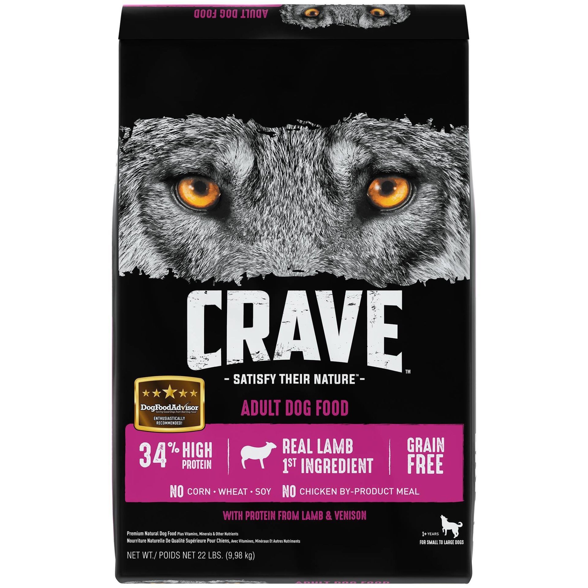 slide 1 of 4, Crave Grain Free High Protein with Protein from Lamb and Venison Adult Premium Dry Dog Food - 22lbs, 22 lb