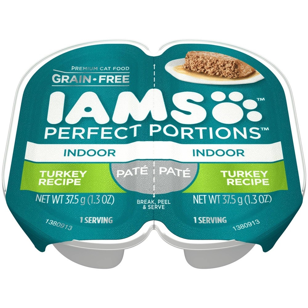 slide 5 of 5, Iams Perfect Portions Grain Free Paté Premium Wet Cat Food Indoor Turkey Recipe, 2.6 oz
