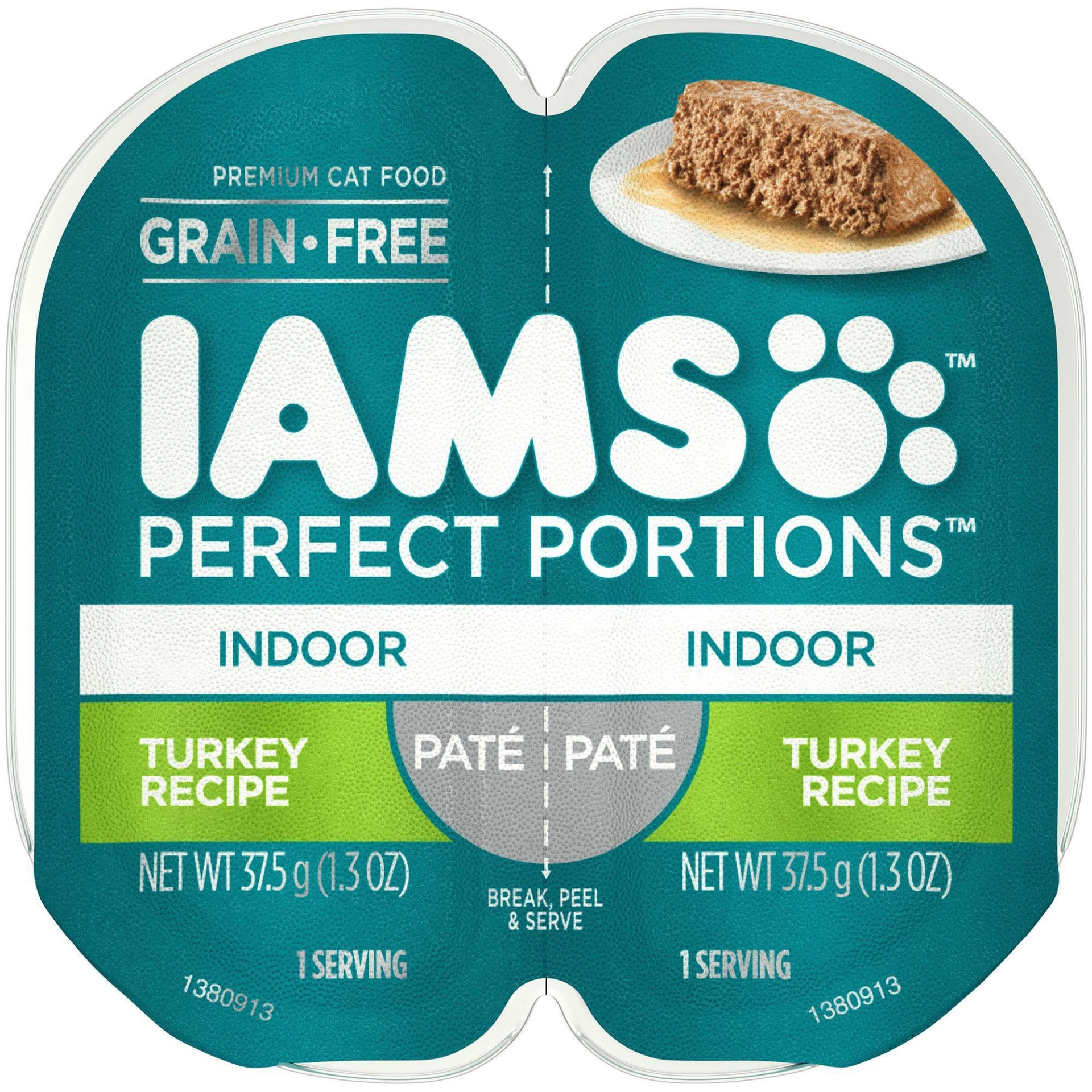 slide 1 of 5, Iams Perfect Portions Grain Free Paté Premium Wet Cat Food Indoor Turkey Recipe, 2.6 oz
