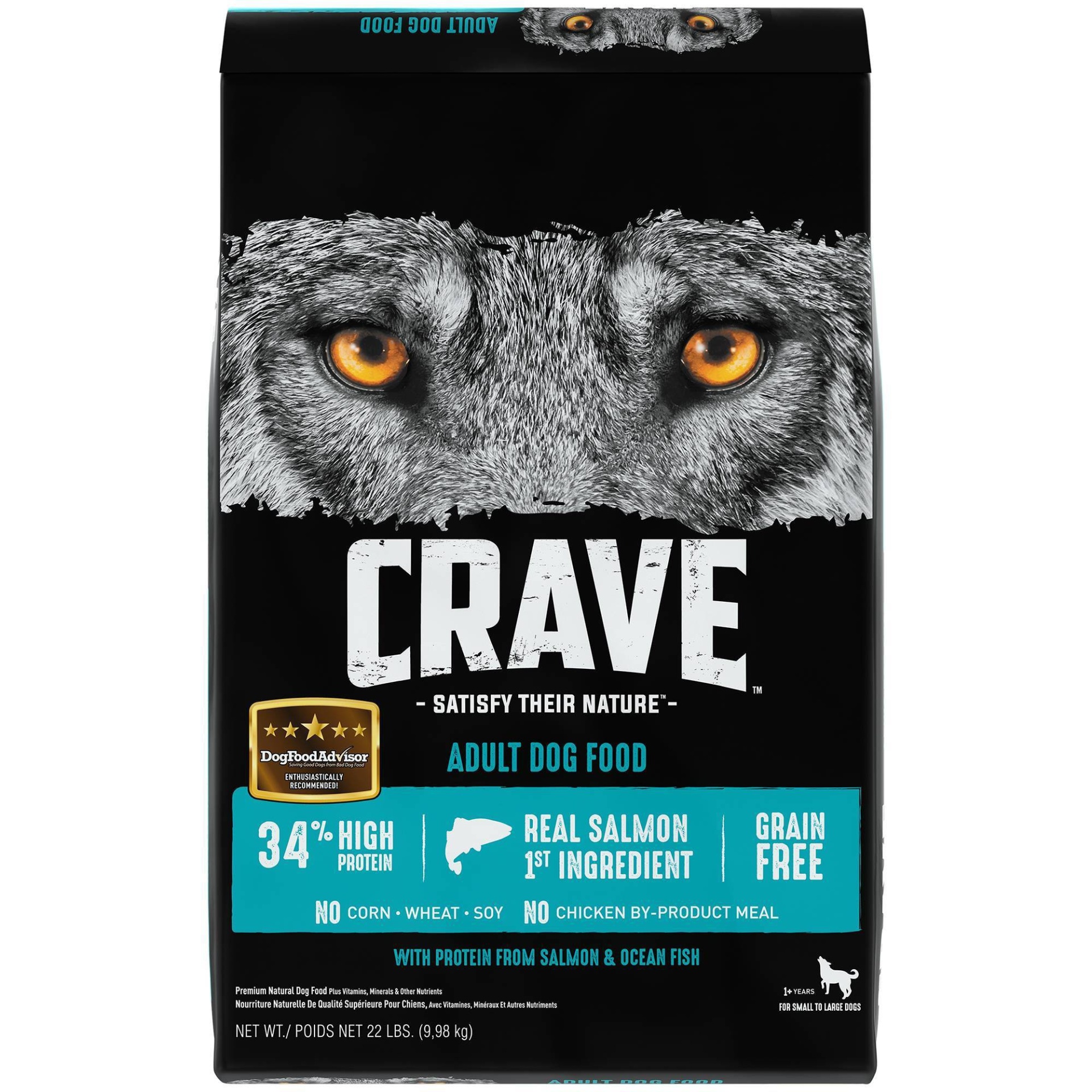 slide 1 of 4, Crave Grain Free Adult Dry Dog Food with Protein From Salmon and Ocean Fish - 22lbs, 22 lb