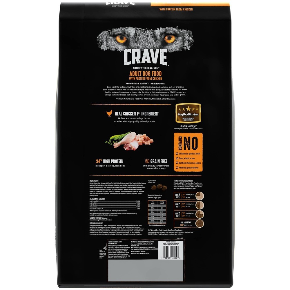 slide 2 of 4, Crave Grain Free High Protein with Protein From Chicken Adult Premium Dry Dog Food - 22lbs, 22 lb