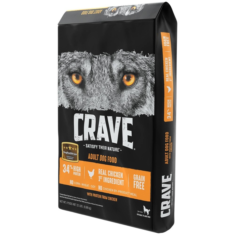 slide 4 of 4, Crave Grain Free High Protein with Protein From Chicken Adult Premium Dry Dog Food - 22lbs, 22 lb