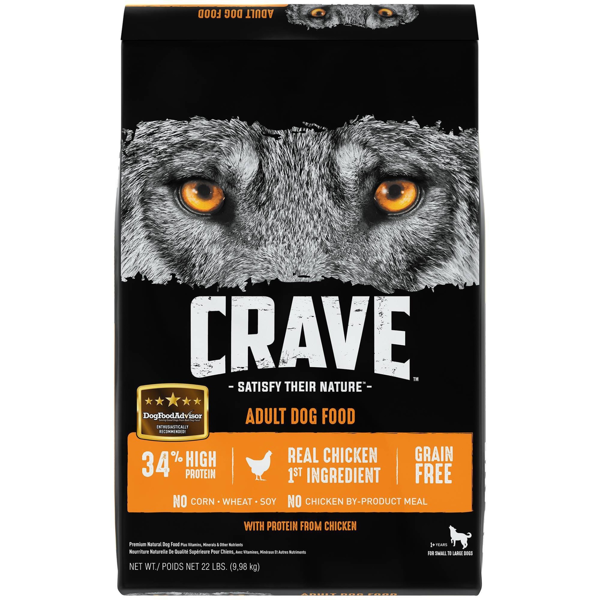 slide 1 of 4, Crave Grain Free High Protein with Protein From Chicken Adult Premium Dry Dog Food - 22lbs, 22 lb