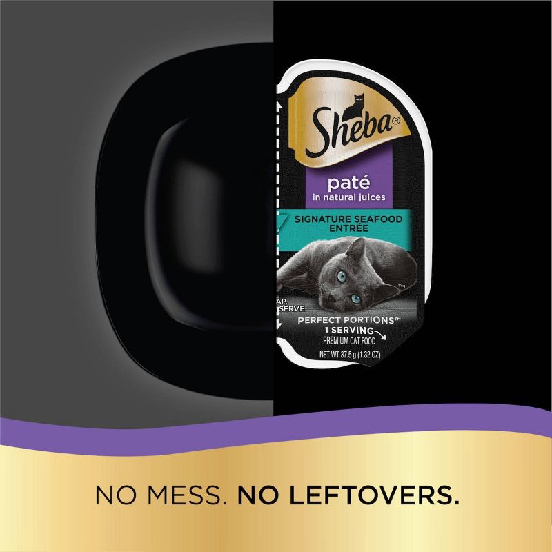 slide 4 of 9, Sheba Perfect Paté Portions In Natural Juices Seafood Premium Adult Wet Cat Food - 2.6oz/24ct Variety Pack, 2.6 oz, 24 ct