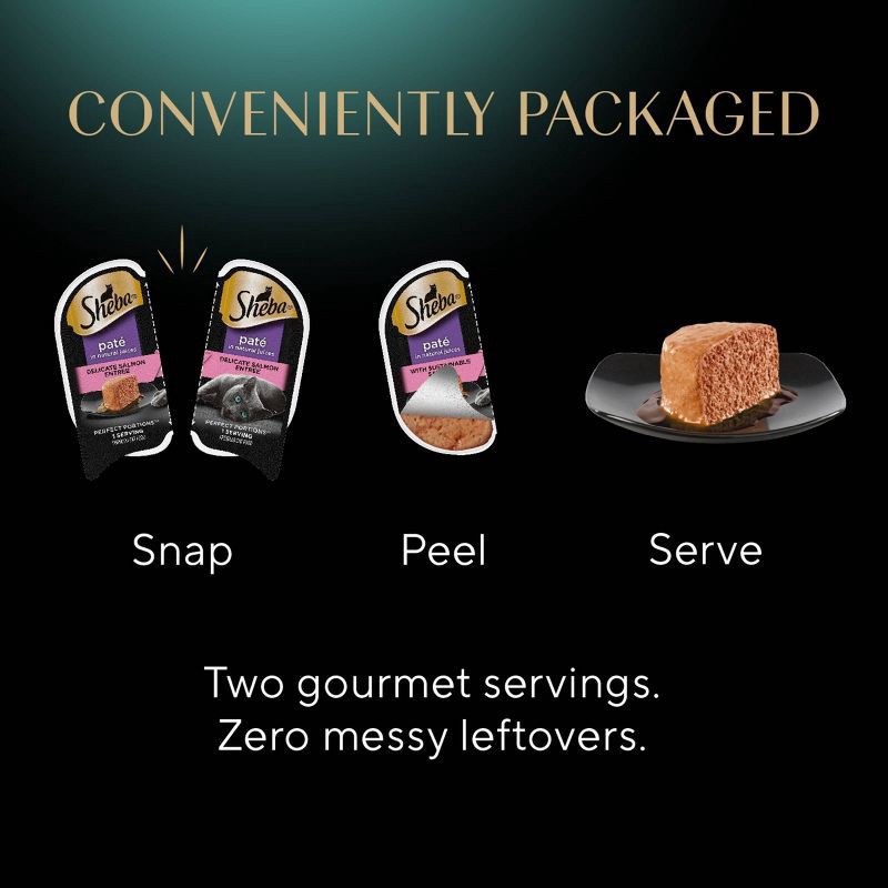 slide 6 of 13, Sheba Perfect Portions Fish, Salmon, Seafood and Tuna Flavor Variety Pack Pate Wet Cat Food - 2.6oz/24ct, 2.6 oz, 24 ct