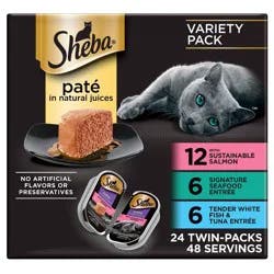 Sheba Perfect Portions Fish, Salmon, Seafood and Tuna Flavor Variety Pack Pate Wet Cat Food - 2.6oz/24ct