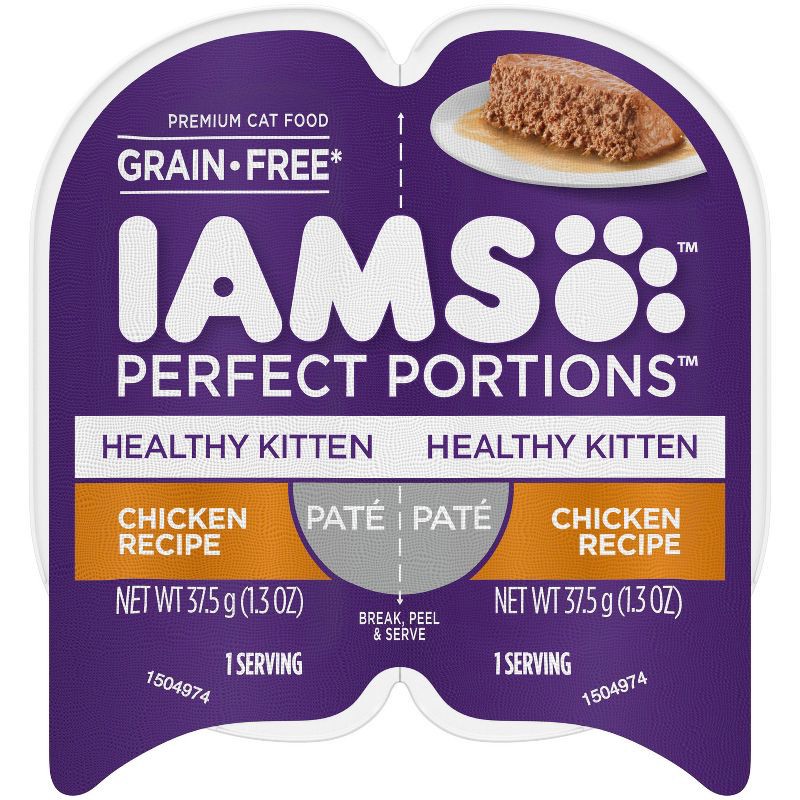 slide 1 of 11, IAMS Perfect Portions Grain Free Paté Premium Wet Cat Food Chicken Recipe Healthy Kitten - 2.6oz, 2.6 oz