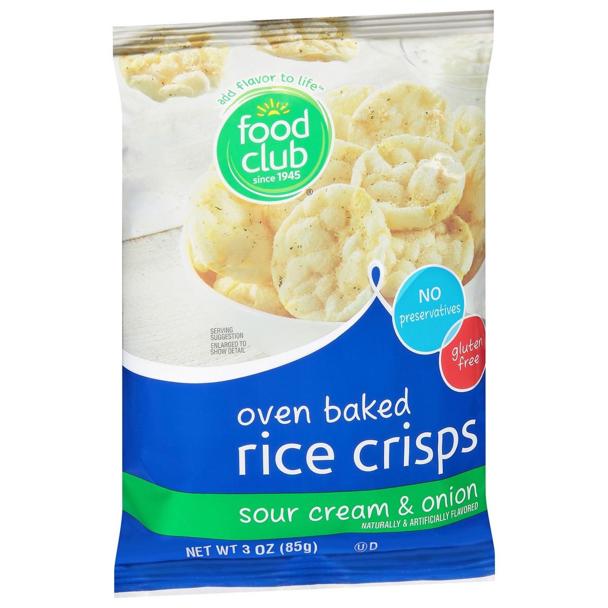 slide 6 of 9, Food Club Sour Cream & Onion Oven Baked Rice Crisps 3 oz, 3 oz