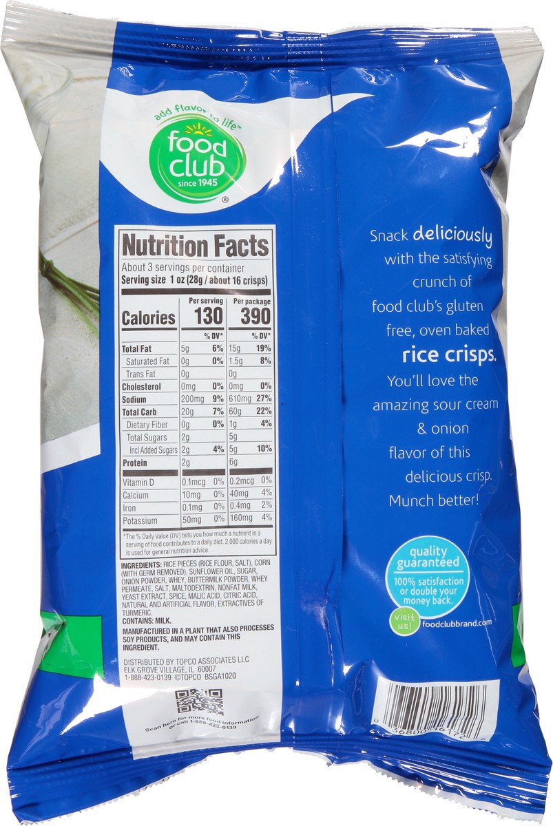 slide 3 of 9, Food Club Sour Cream & Onion Oven Baked Rice Crisps 3 oz, 3 oz