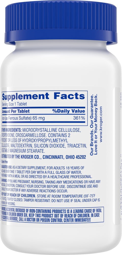 slide 3 of 4, Kroger Iron 65Mg, 100 ct