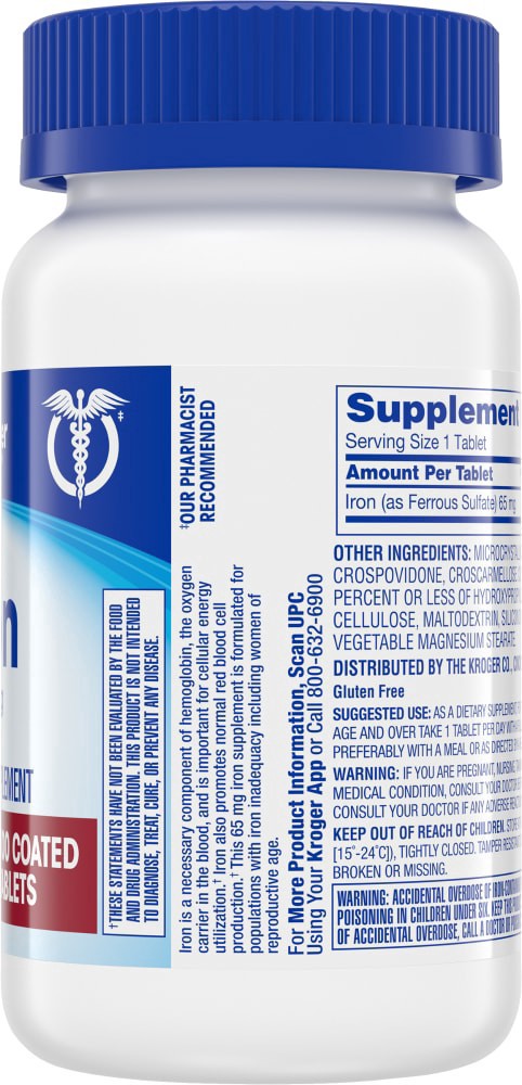 slide 4 of 4, Kroger Iron 65Mg, 100 ct