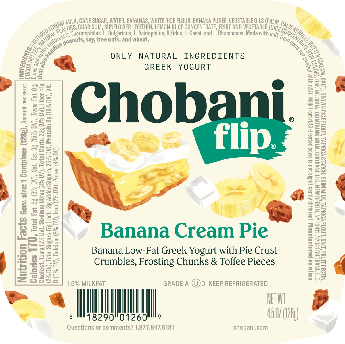 slide 13 of 13, Chobani Flip Greek Banana Cream Pie Yogurt 4.5 oz, 4.5 oz