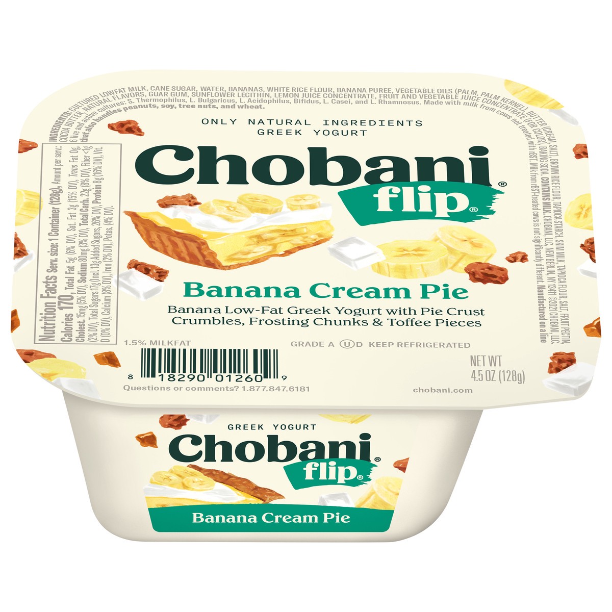 slide 1 of 13, Chobani Flip Greek Banana Cream Pie Yogurt 4.5 oz, 4.5 oz