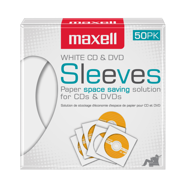 slide 1 of 5, Maxell White Cd / Dvd Sleeves, 50 ct