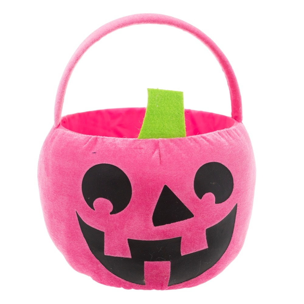 slide 1 of 1, Holiday Home Fabric Monster Treat Bucket - Pink, 9 in