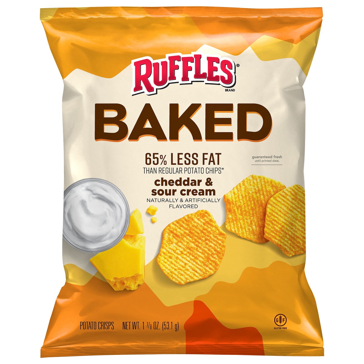 slide 3 of 6, Ruffles Baked Potato Crisps Cheddar & Sour Cream 1 7/8 Oz, 1.88 oz