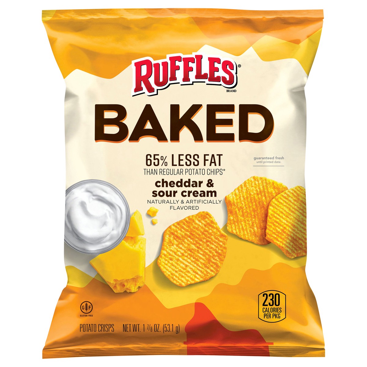 slide 1 of 6, Ruffles Baked Potato Crisps Cheddar & Sour Cream 1 7/8 Oz, 1.88 oz