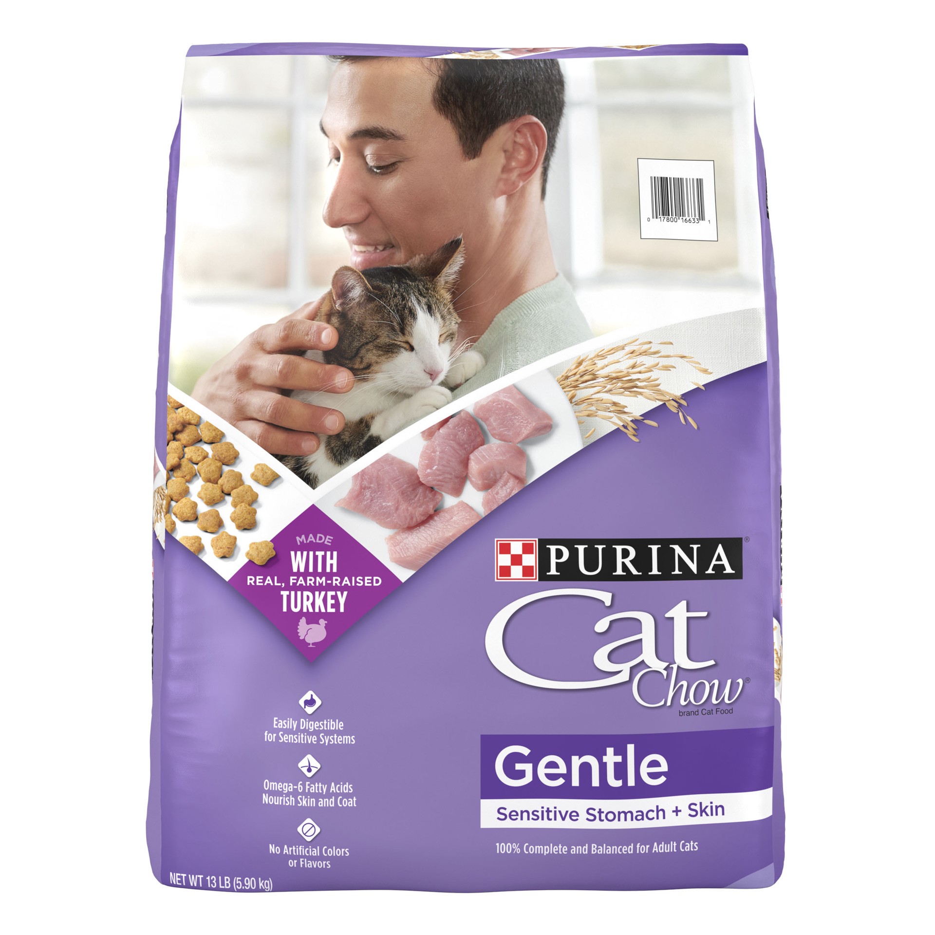 slide 1 of 9, Cat Chow Purina Cat Chow Gentle Dry Cat Food, Sensitive Stomach + Skin, 13 lb