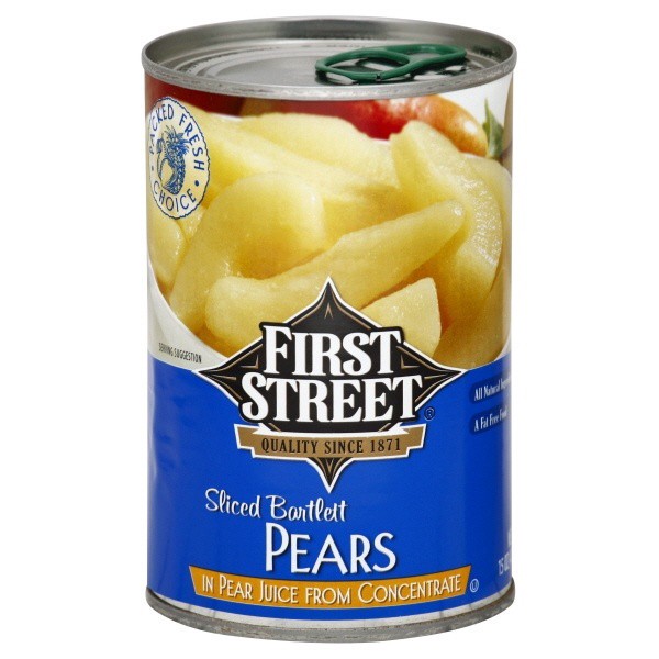 slide 1 of 1, First Street Sliced Pears In Juice, 15 oz