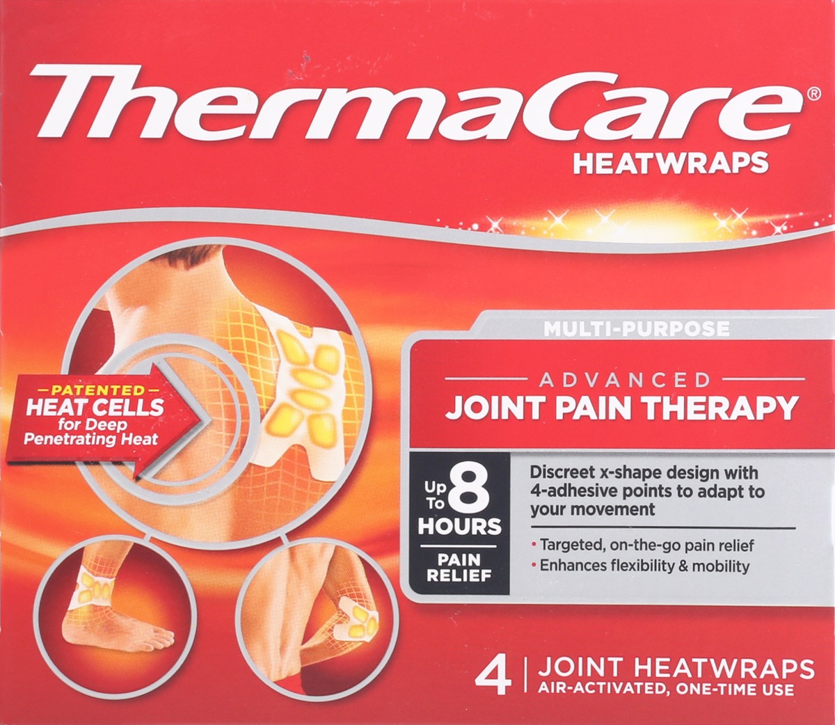 slide 6 of 9, ThermaCare Heatwraps Multipurpose Advanced Joint Pain Therapy 4 ea Box, 4 ct