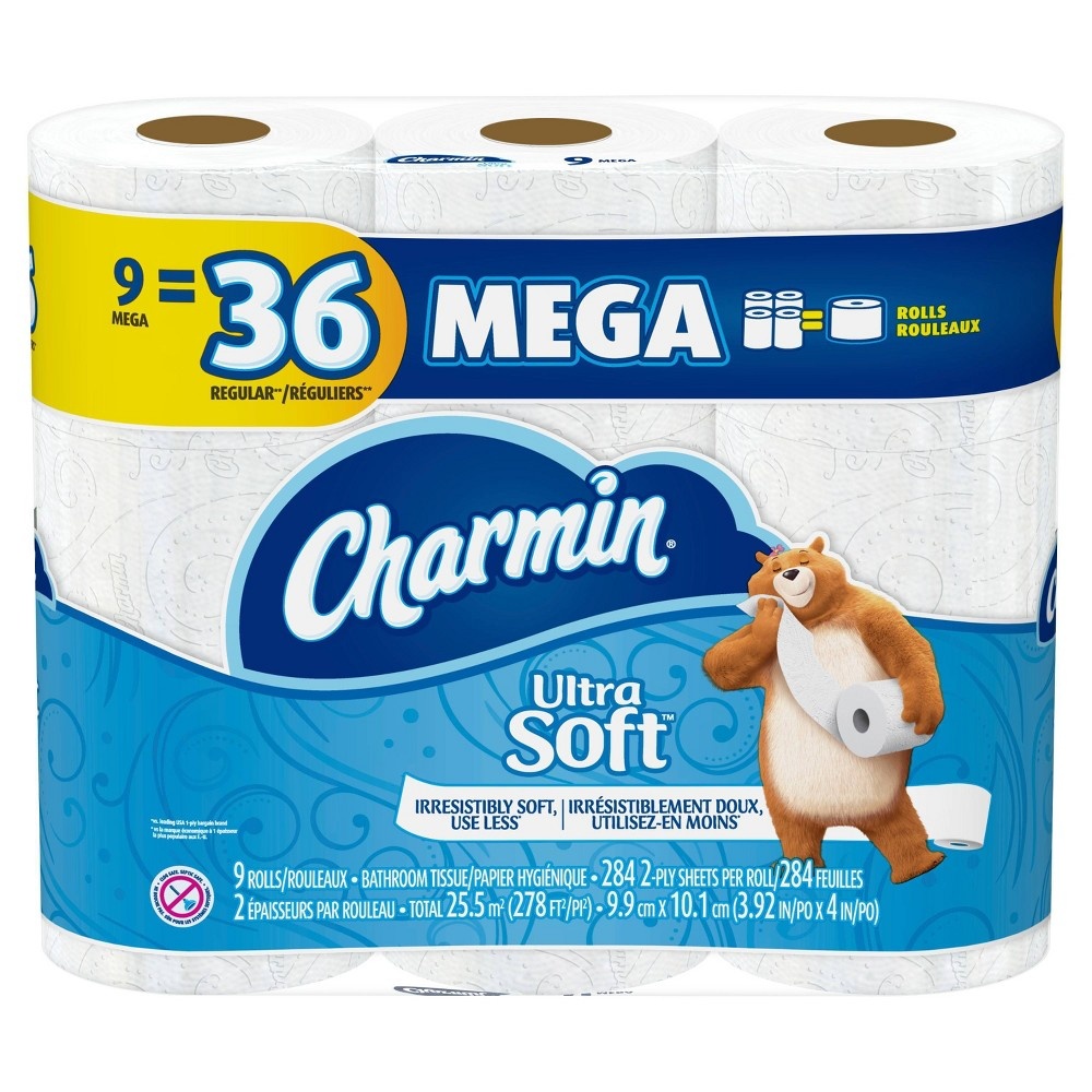 slide 3 of 5, Charmin Ultra Soft Toilet Paper Mega Rolls, 9 ct