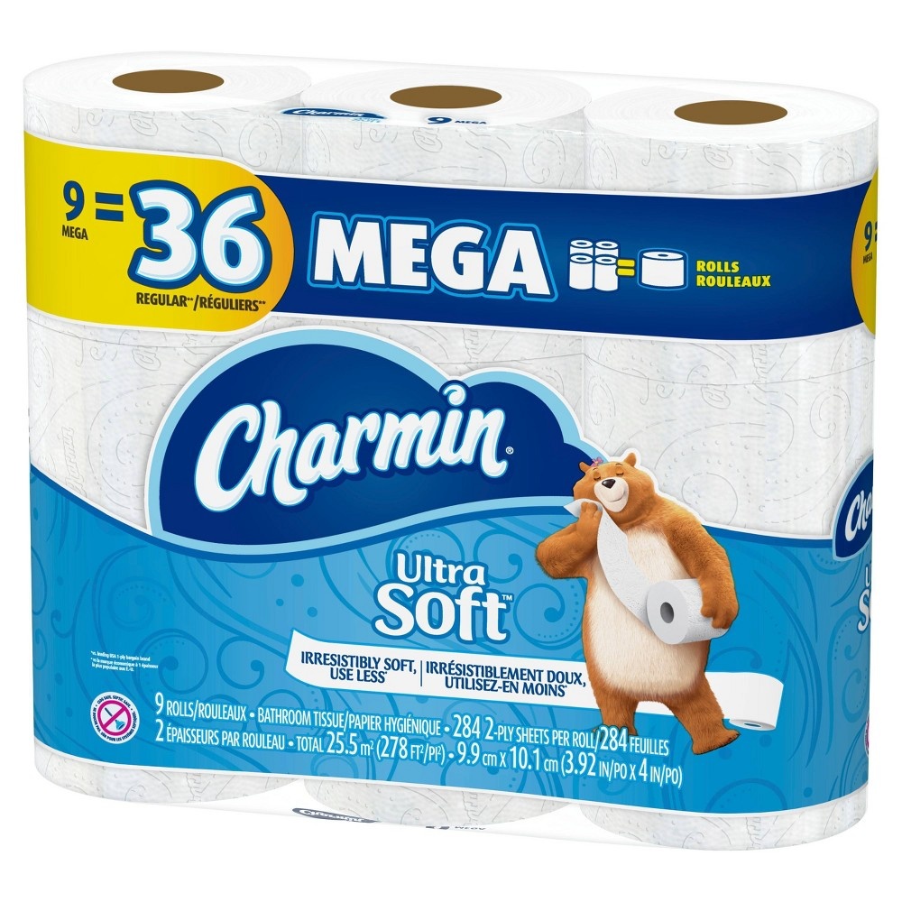 slide 4 of 5, Charmin Ultra Soft Toilet Paper Mega Rolls, 9 ct