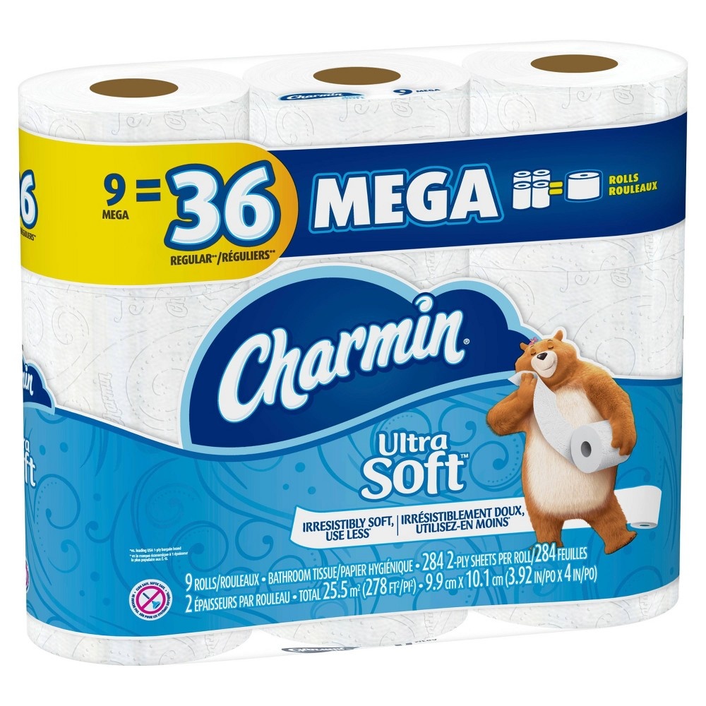 slide 5 of 5, Charmin Ultra Soft Toilet Paper Mega Rolls, 9 ct