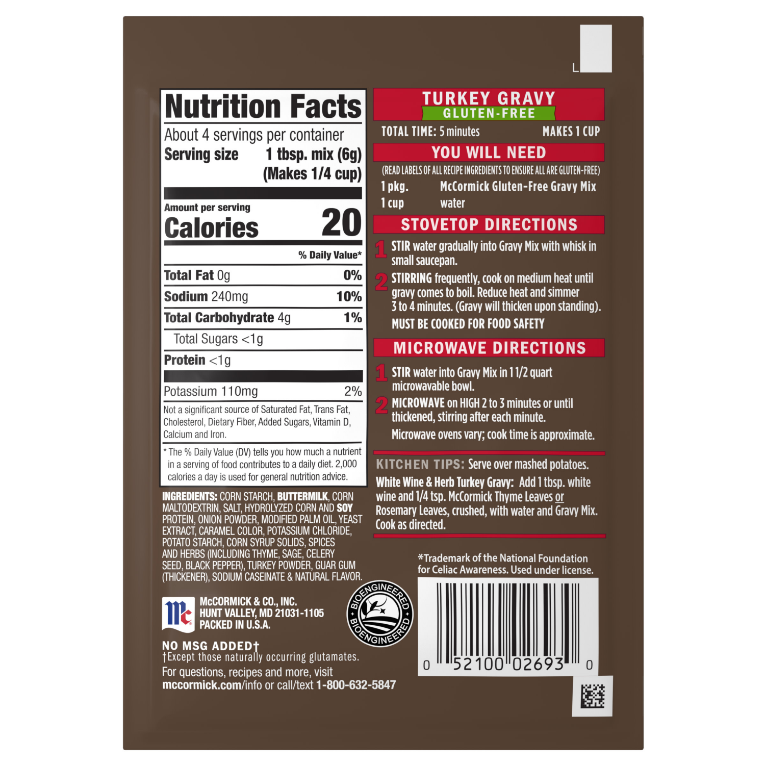 slide 2 of 7, McCormick Gluten Free Turkey Gravy Mix, 0.88 oz