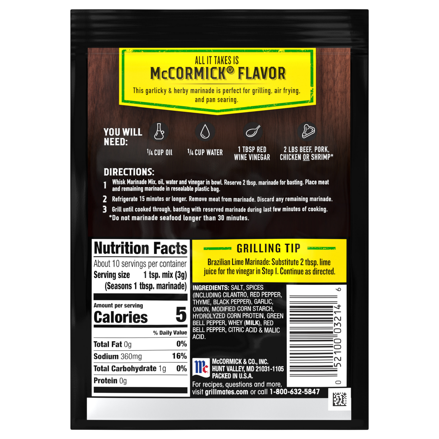 slide 2 of 5, McCormick Grill Mates Marinade Mix - Brazilian Steakhouse, 1.06 oz, 1.06 oz