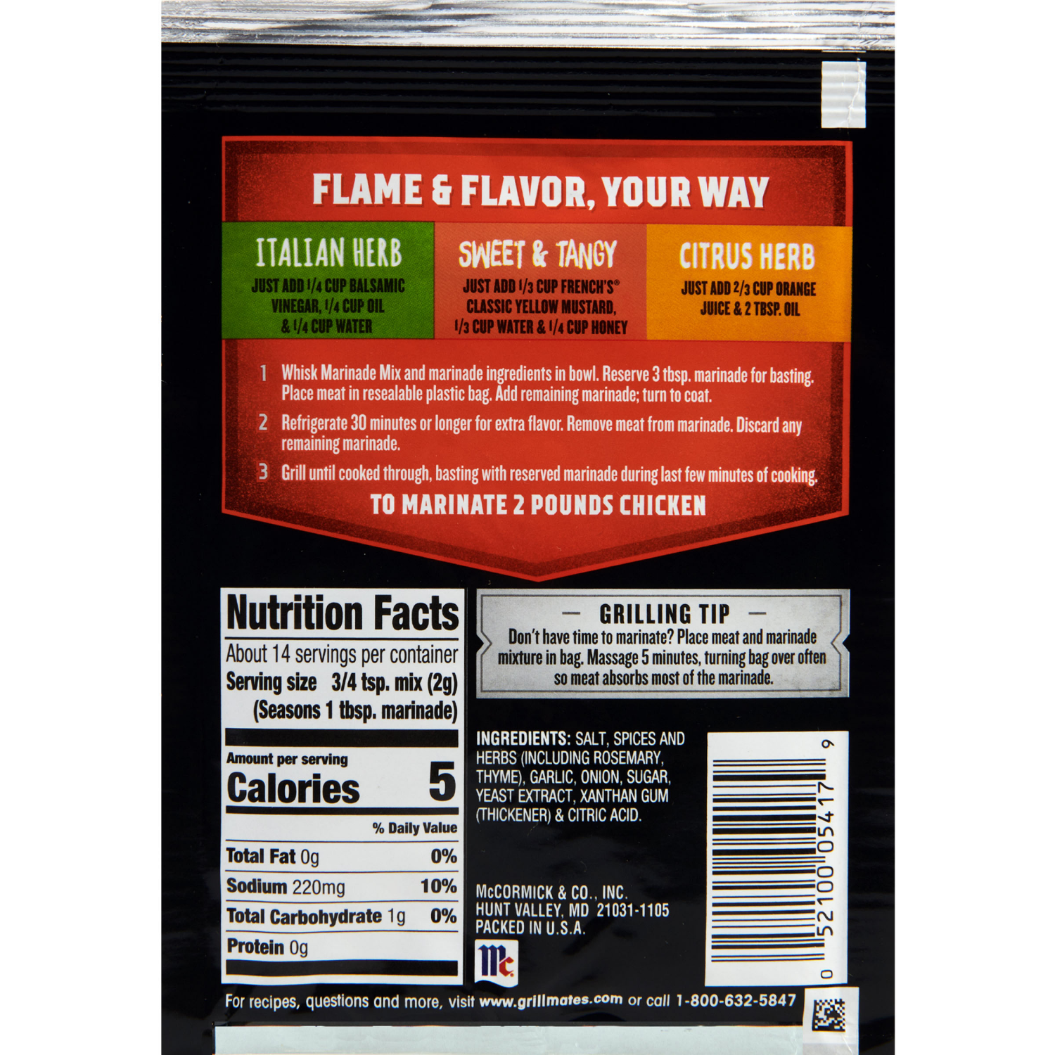 slide 2 of 7, McCormick Grill Mates Griller's Choice Chicken Marinade Mix, 1.12 oz, 1.12 oz