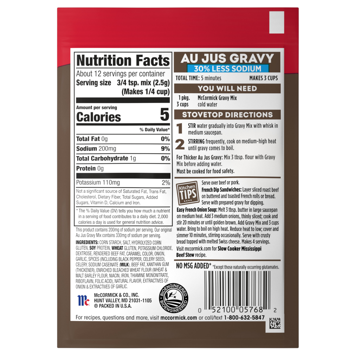 slide 2 of 4, McCormick Au Jus Less Sodium Gravy 1 Ounce, 1 oz