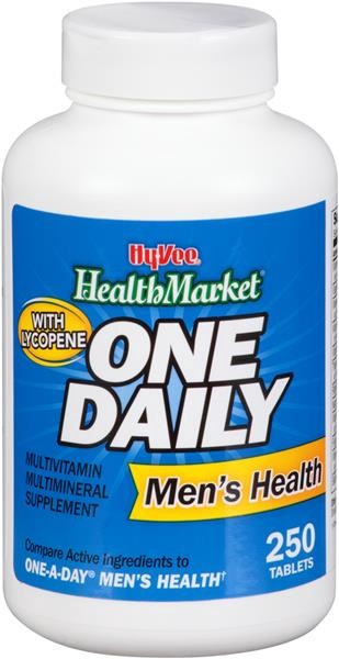 slide 1 of 1, Hy-Vee HealthMarket One Daily Men's Health Multivitamin Multimineral Supplement Tablets, 250 ct