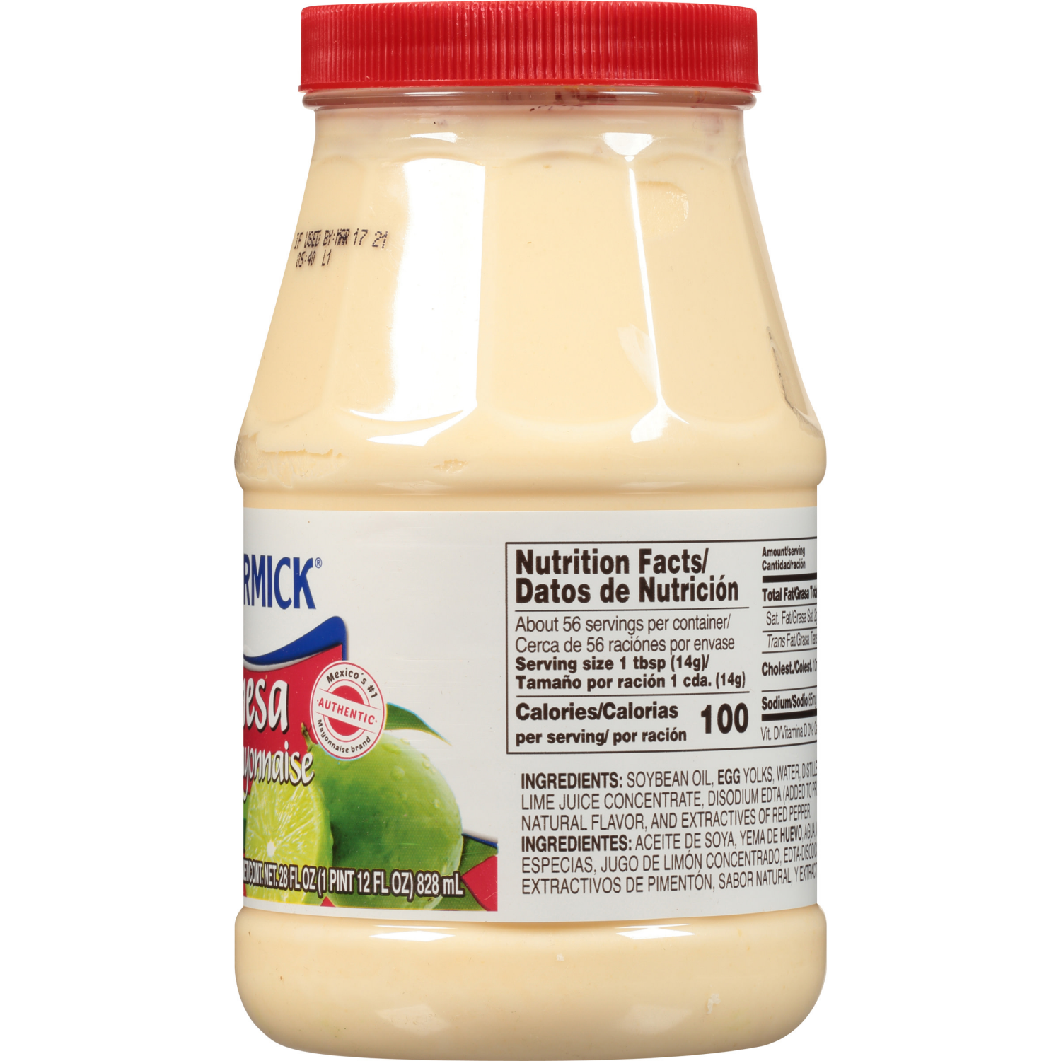 slide 3 of 3, McCormick Mayonesa (Mayonnaise) With Lime Juice, 28 fl oz
