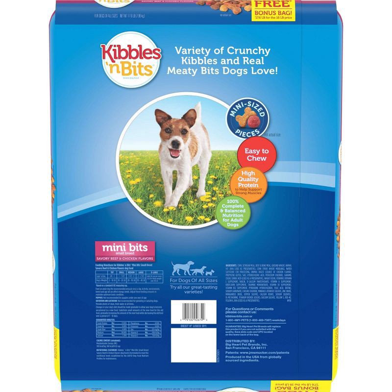 slide 10 of 13, Kibbles 'n Bits Mini Bits Savory Beef & Chicken Flavors Small Breed Complete & Balanced Dry Dog Food - 16lbs, 16 lb